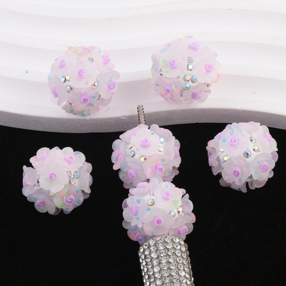 Fluorescent Flower Ball Wearable Straight Hole Beads