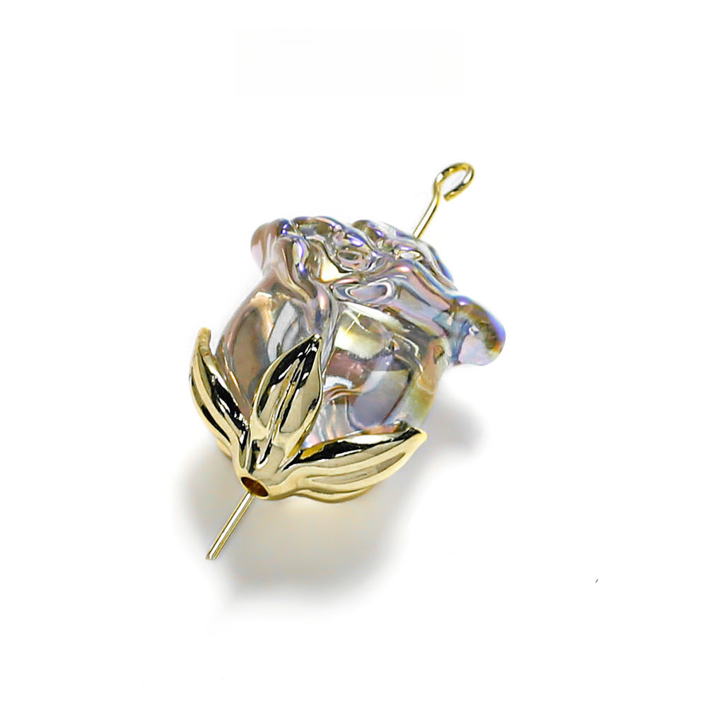 Electroplated Straight Hole Rose Beads