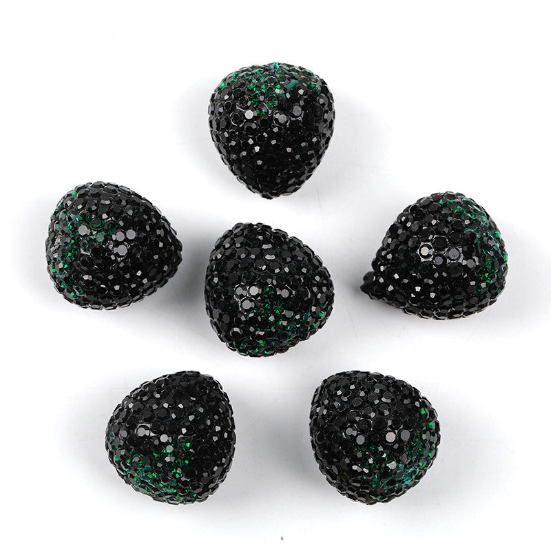 Strawberry Clay Rhinestone Ball Through Hole Bead