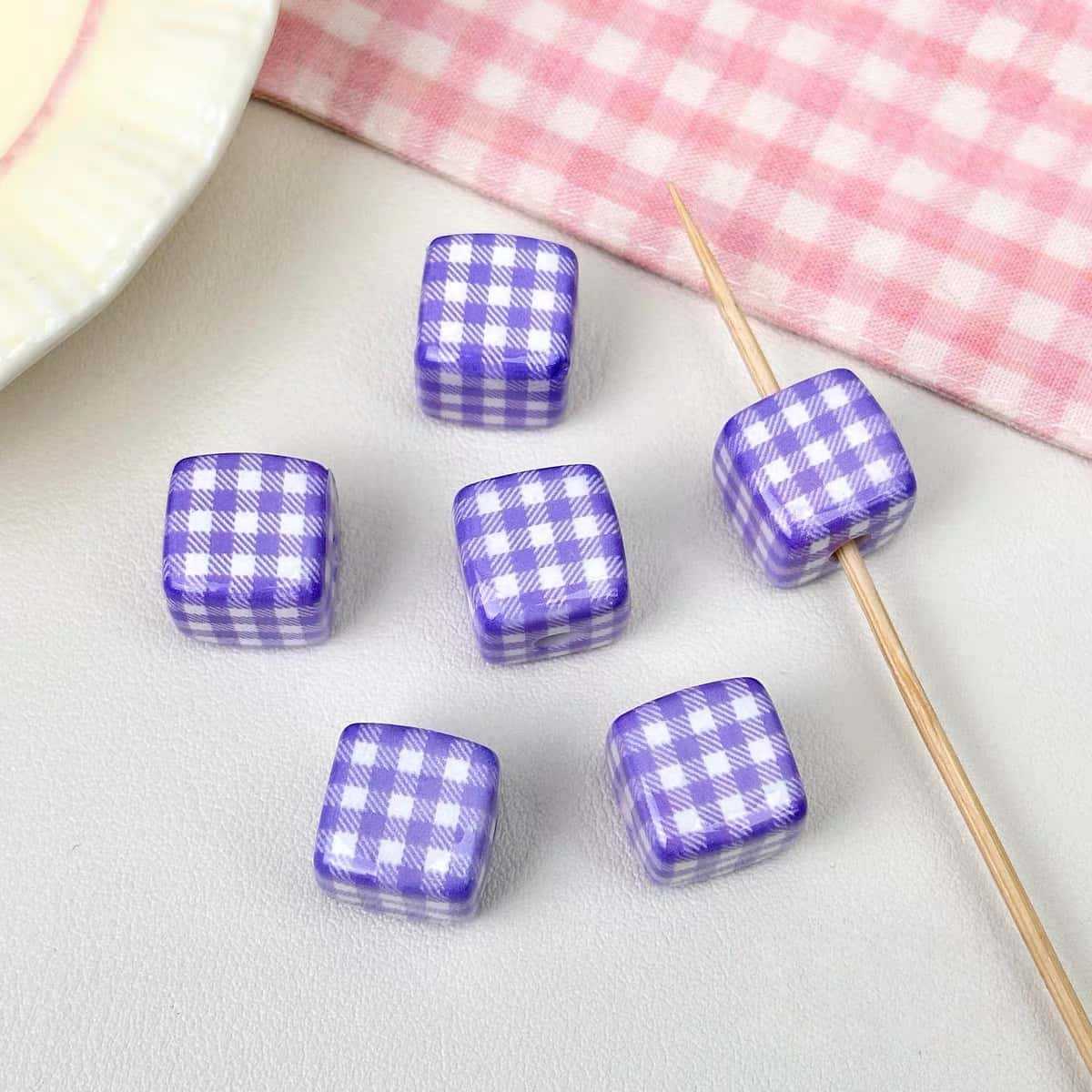 Acrylic Grid Square Handmade Beads