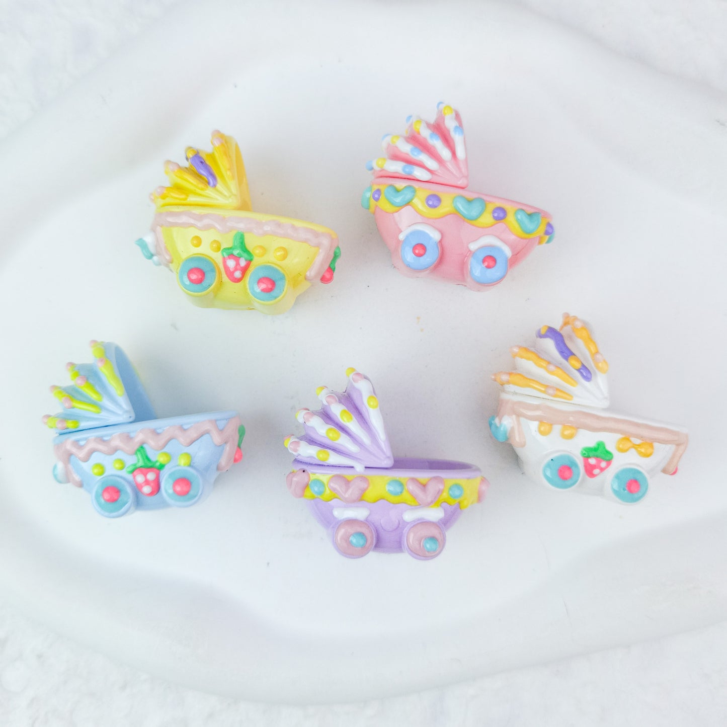 5 pcs Colorful Cute Trendy Hot-Selling Pen-Through Hand-Painted Baby Carriage Beaded Adorable Pen