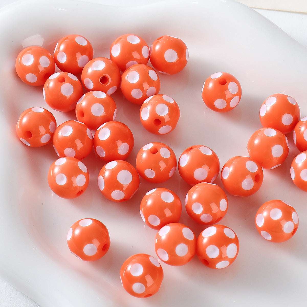 12mm Cute Fun Polka Dot Color Resin round Beads