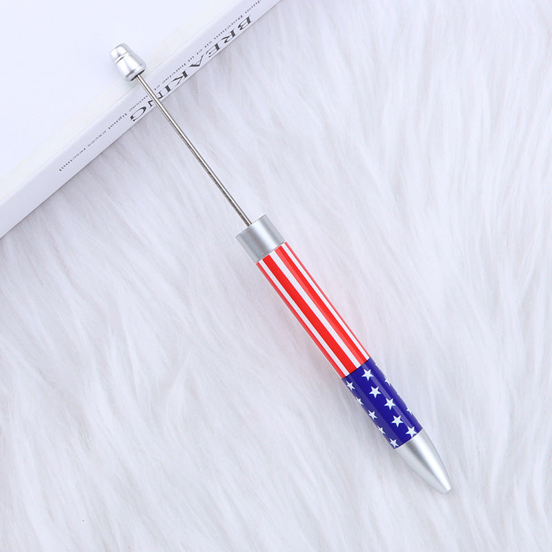 Long Flag Print Beaded Pen Educational Handmade Beading Cute Pen