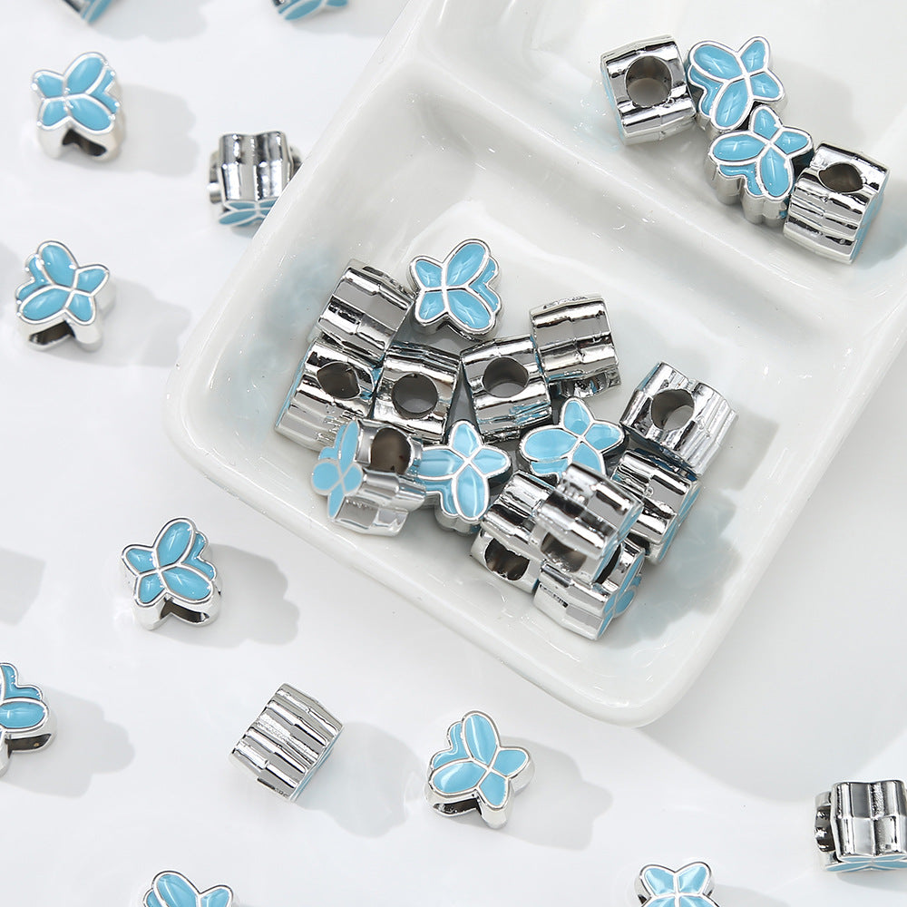 Acrylic Double-Sided Oil Drop Cartoon Butterfly Large Hole Beads