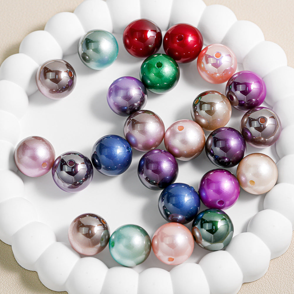 Mabei Two-Color through Hole round Beads Gradient Solid Color Plating round Beads