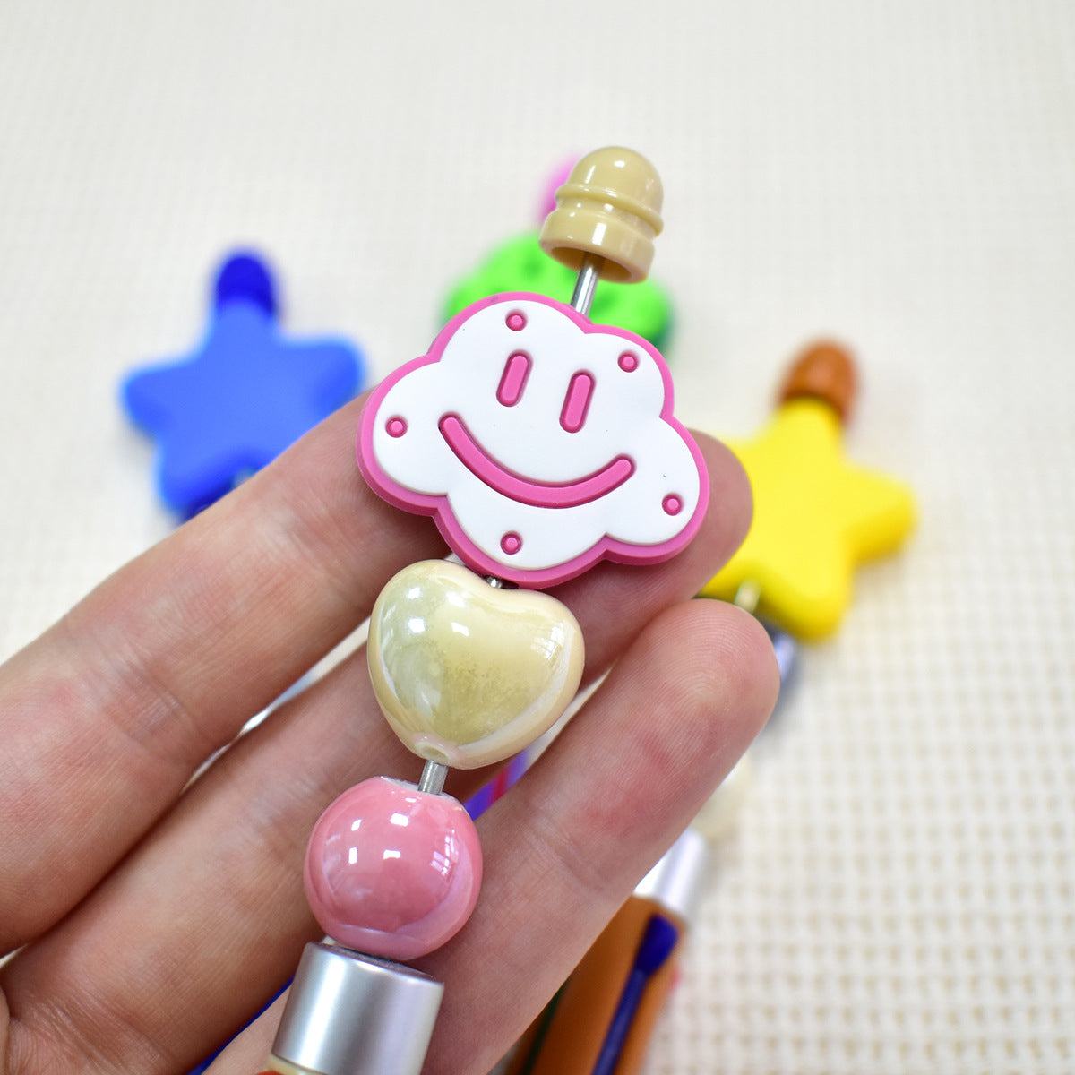 Cartoon Stars and Clouds Silicone Focus Beads