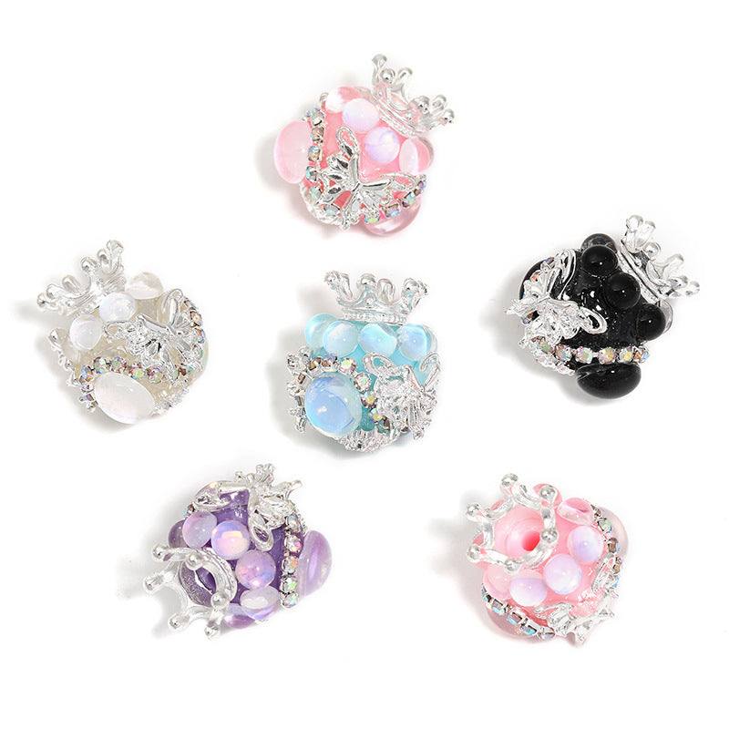 Crown Diamond Ball Beads Heavy Craft Fashion Straight Hole Beads