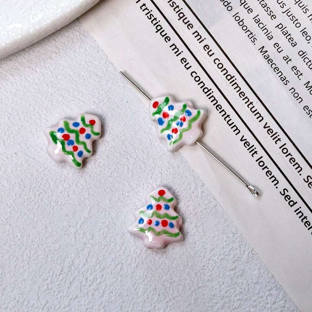 Summer Cute Hand-Painted Ceramic Beads Cartoon Christmas Tree