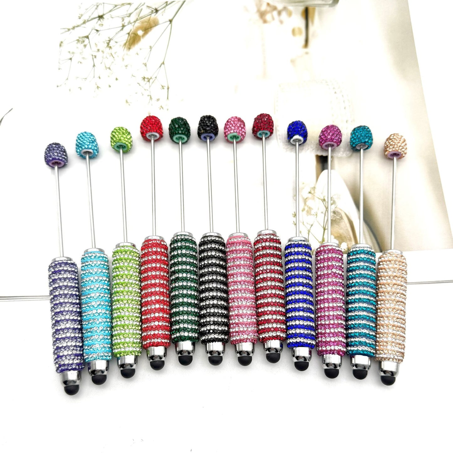 Touch screen Striped Full Diamond Beaded Pen