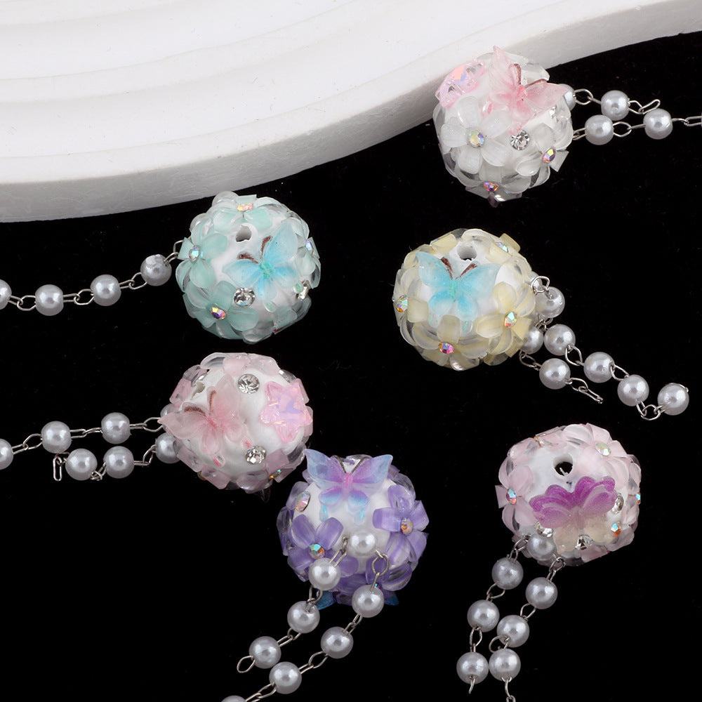 Flower Beads Tassel Flower Cluster Ball Drill Ball Pen-Through Straight Hole Beads