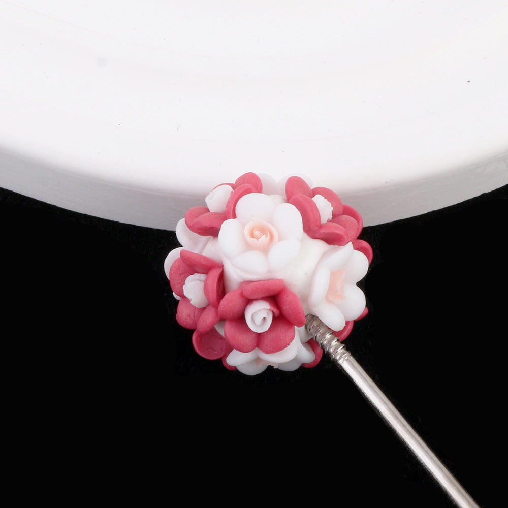 Flower Beads Luminous Simple Flower Rose Ball Clay Straight Hole Beads