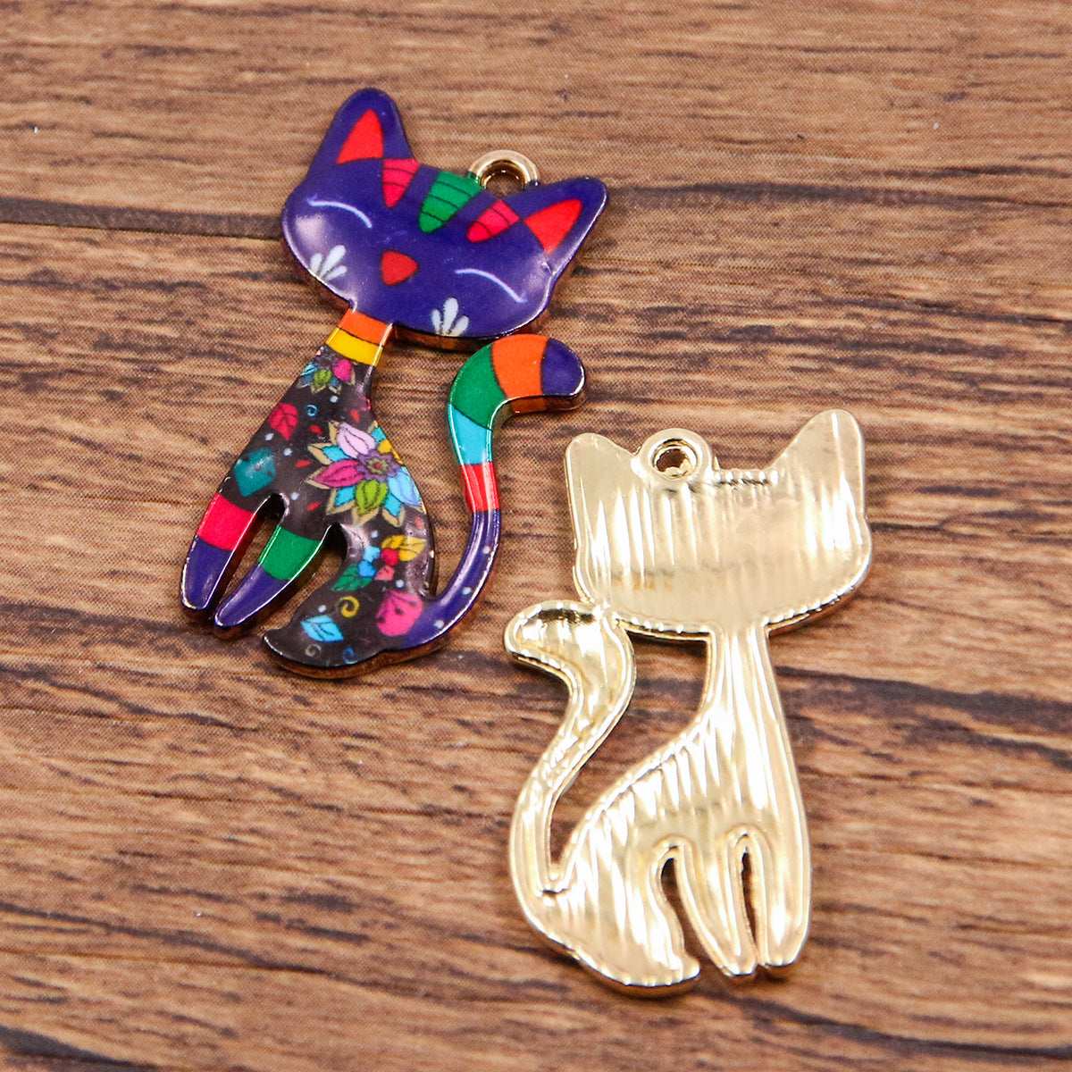 1 Piece 8 Colors 17*29mm DIY Alloy Jewelry KC Gold Drop Oil Color Printing Halloween Fox Pendant Hanging Decoration