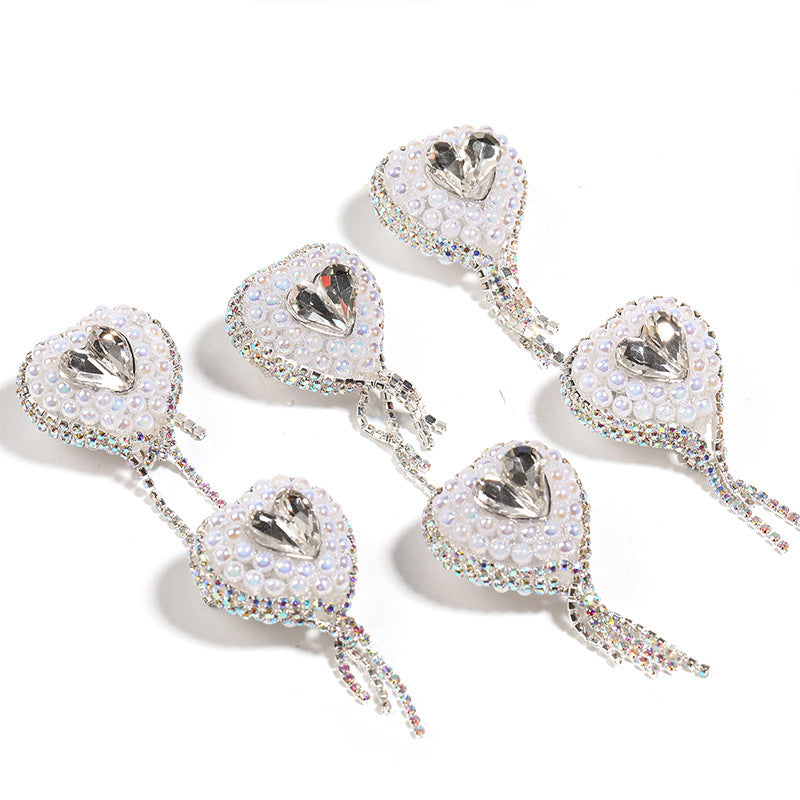 Heart-shaped Drill Ball Pearl Rhinestone Through-hole Beads