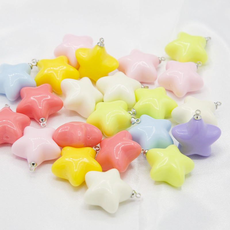 Macaron Candy Color Fat Star Pendant Bracelet Keychain Phone Chain DIY Wholesale of Accessories and Materials
