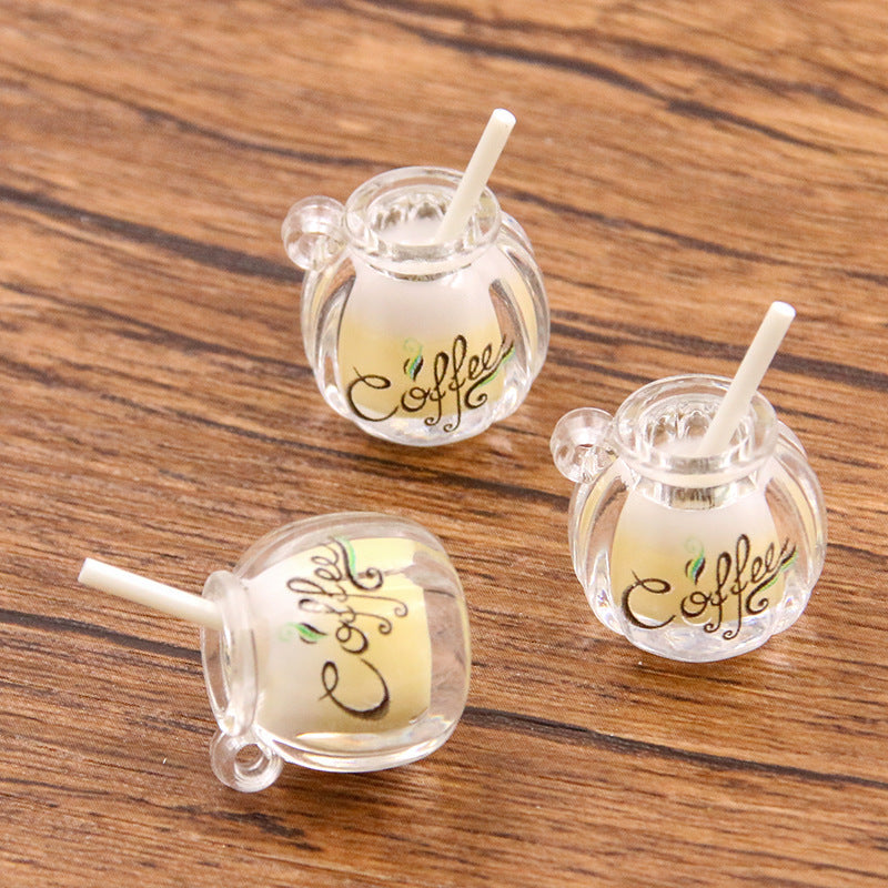 7色 16×22mm DIY樹脂チャームアクセサリー 光るツートンミルクコーヒーカップヘアアクセサリー