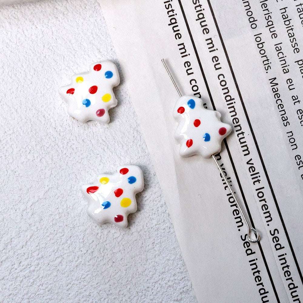Summer Cute Hand-Painted Ceramic Beads Cartoon Christmas Tree