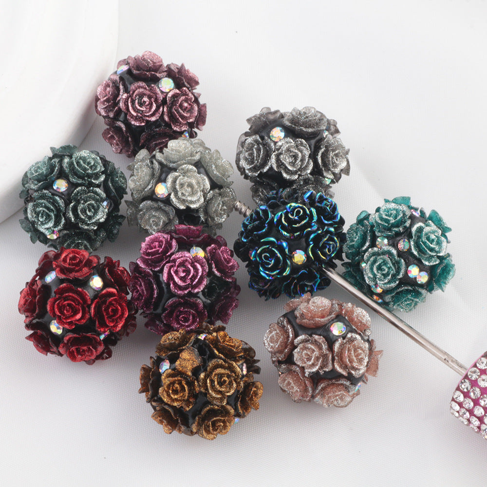 Fluorescent Rose Ball Soft Clay Straight Hole Beads