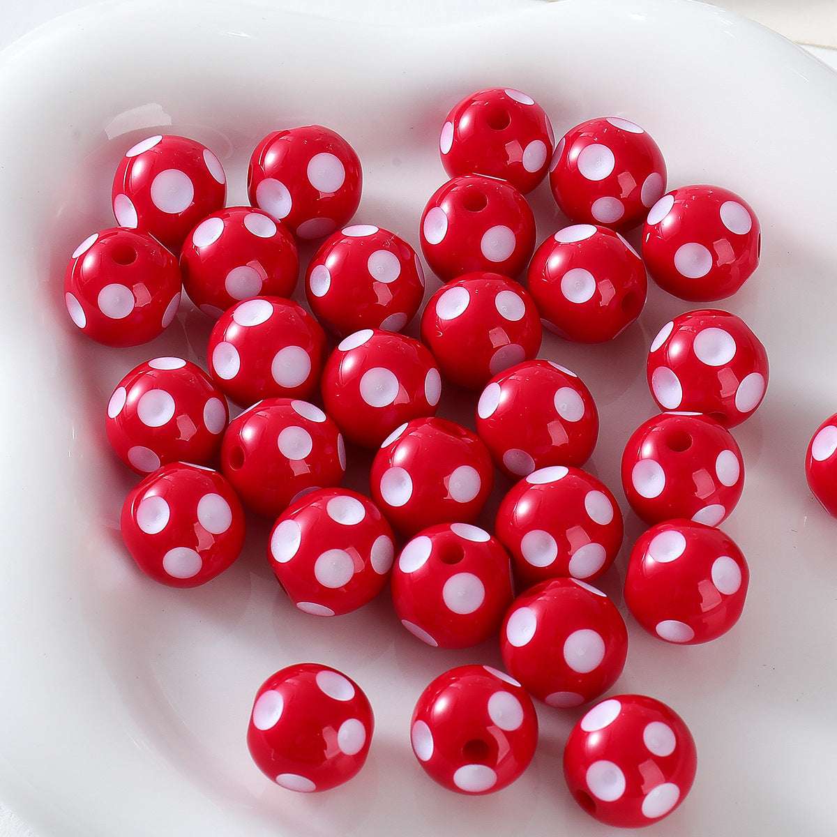 12mm Cute Fun Polka Dot Color Resin round Beads