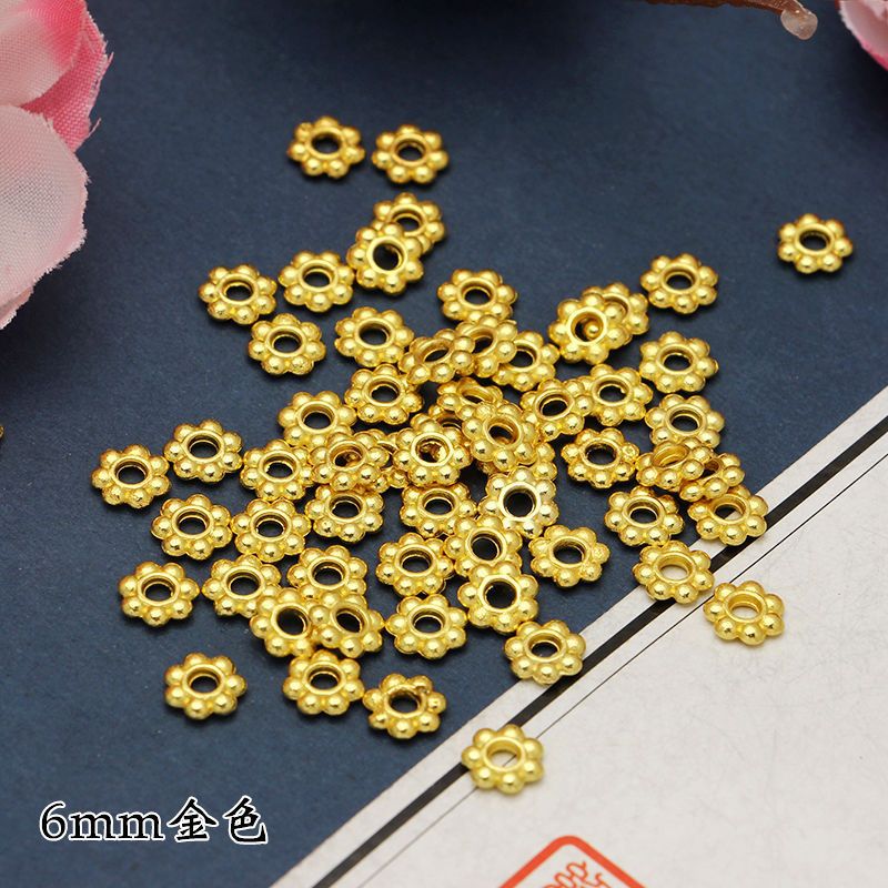 4/6mm Alloy Flower Core Gold-Plated Gear Spacer Beads