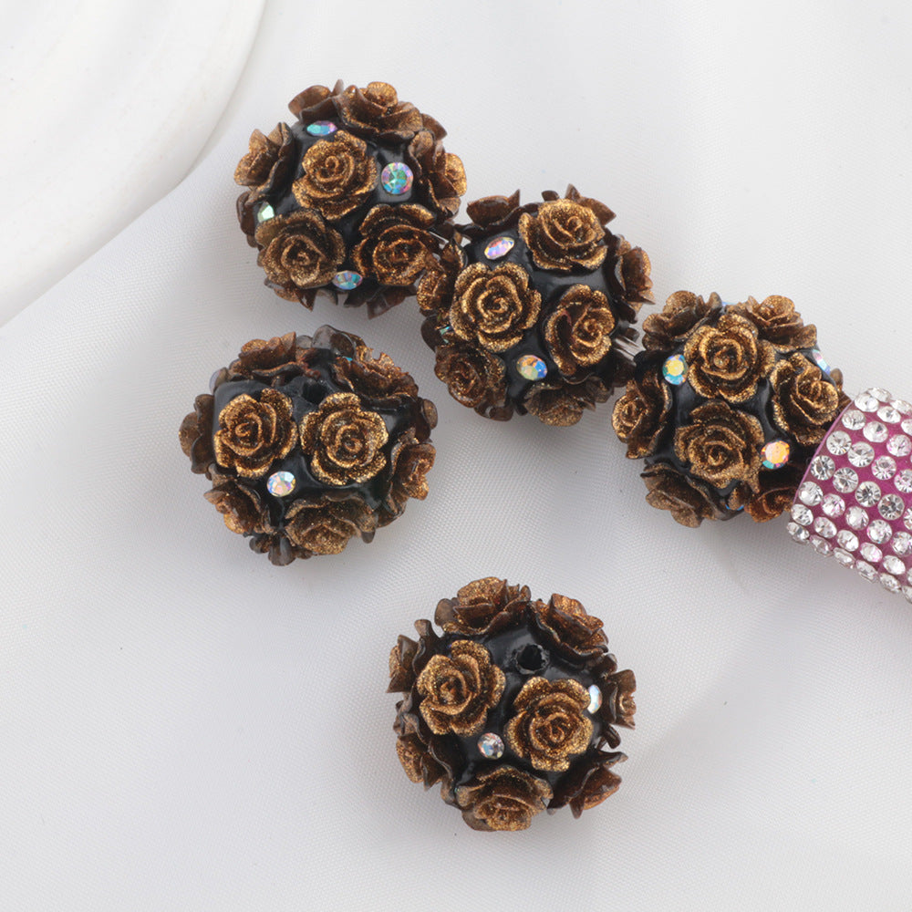 Fluorescent Rose Ball Soft Clay Straight Hole Beads
