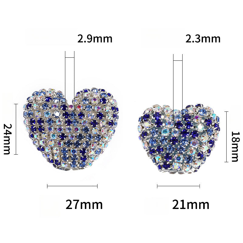 Rhinestone Claw Chain Heart-shaped Rhinestone Ball Straight Hole Bead