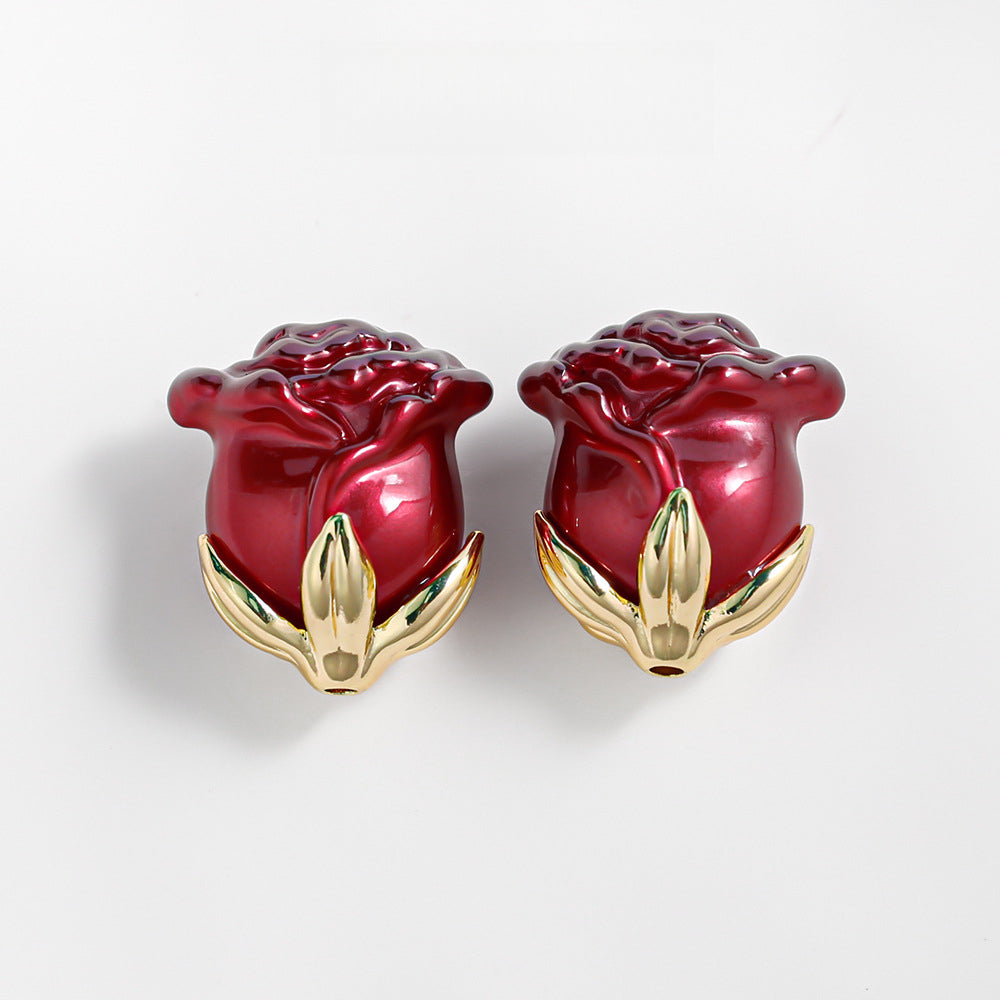 Electroplated Straight Hole Rose Beads