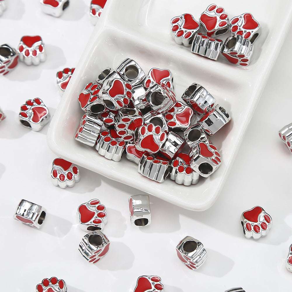 Colorful Oil Necklace Large Hole Beads resin Cat's Paw Pendant