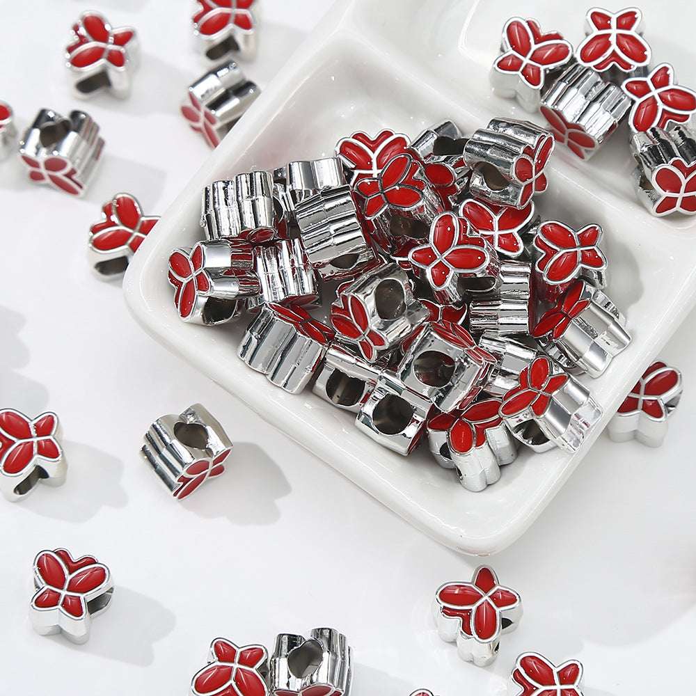 Acrylic Double-Sided Oil Drop Cartoon Butterfly Large Hole Beads