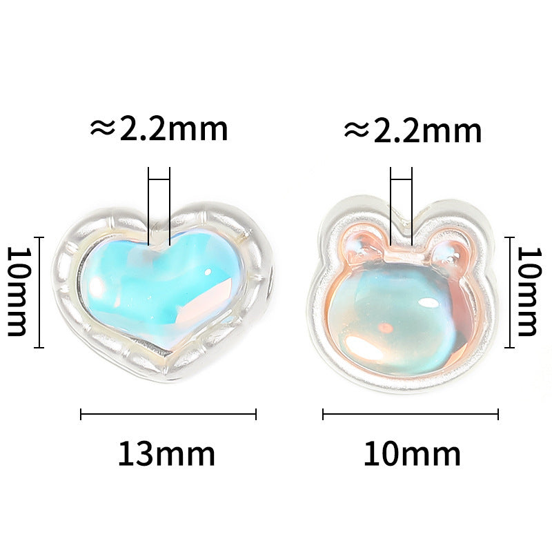 Alloy Four-Hole Spacer Bead with Heart and Rabbit Design