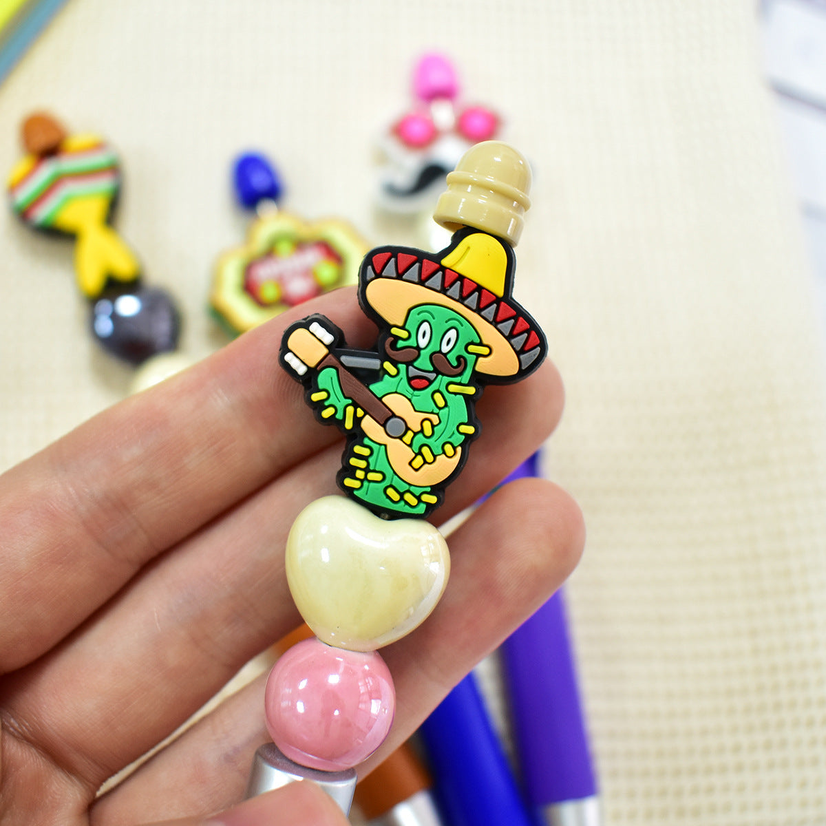 Cartoon Beads Mexican Cactus Series Silicone Focus Beads