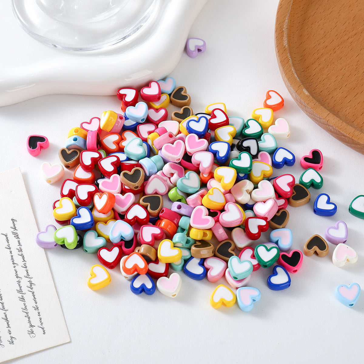 Heart-shaped Acrylic Oil Drop Beads