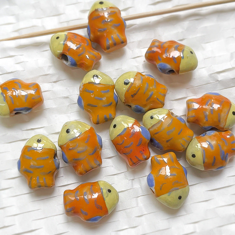 1 pc Pure Hand-painted Ceramic Deep Sea Little Fish Beads Loose Beads