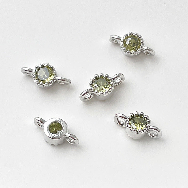 1 pc Gold Filled Color Retention Inlaid Colorful Zircon Pendant Double Round Zircon Stone Charm