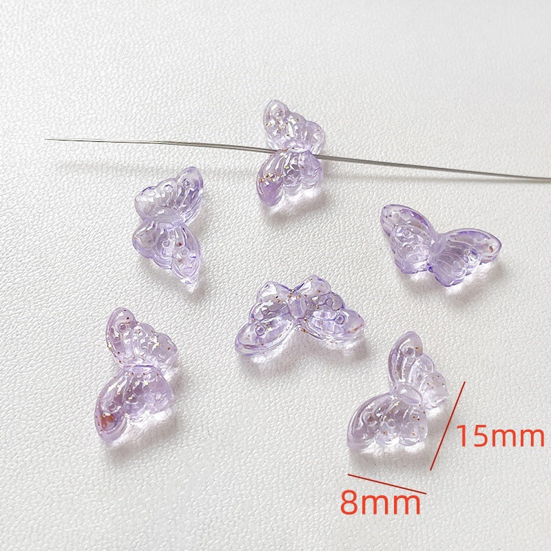 10 pcs Retro Butterfly Iridescent Glass Beads