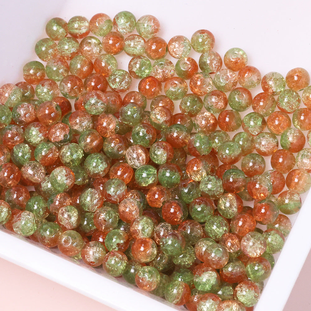 10mm Three-Color Ice Soul Crackle Beads Handmade Glass Beads Loose Beads