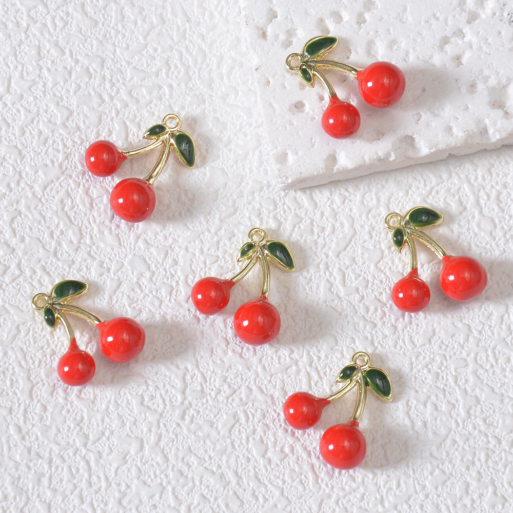Cute Red Alloy Cherry Fruit Series Charm