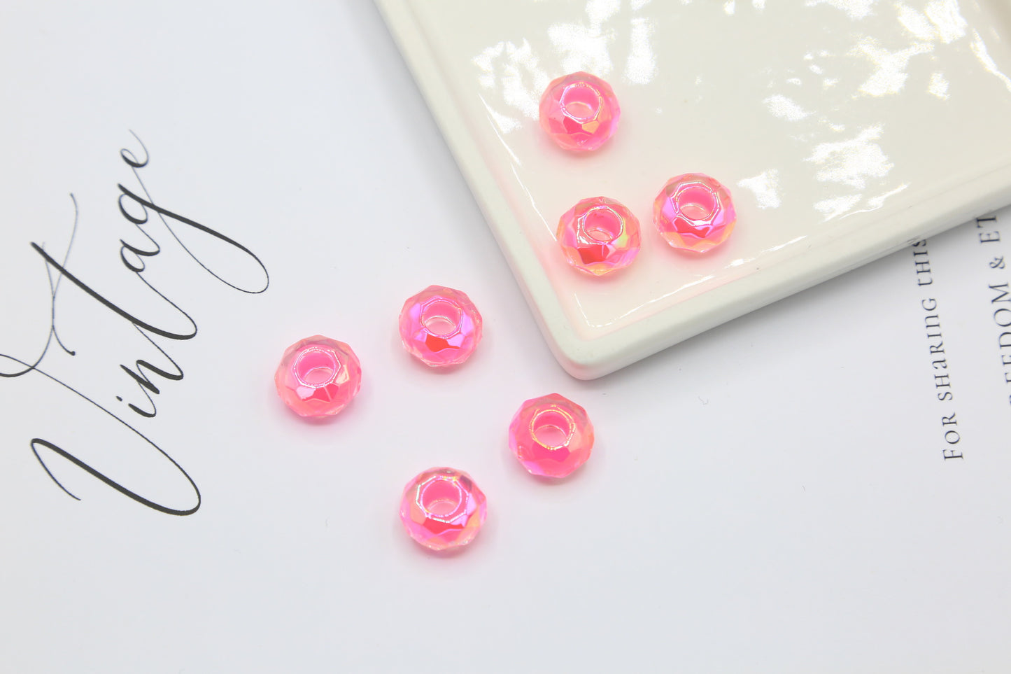 Acrylic UV Color-plated Diamond Surface Large Hole Candy Heart Beads Middle Beads diy Bracelet Beads Loose Beads Jewelry Accessories