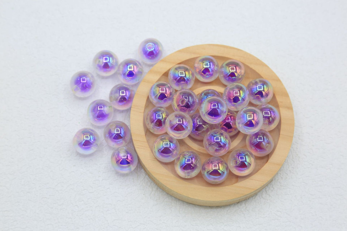 16mm Sugar Heart Luminous Acrylic Beads UV Colorful Plated Round Beads DIY Bracelet Necklace Jewelry Accessories
