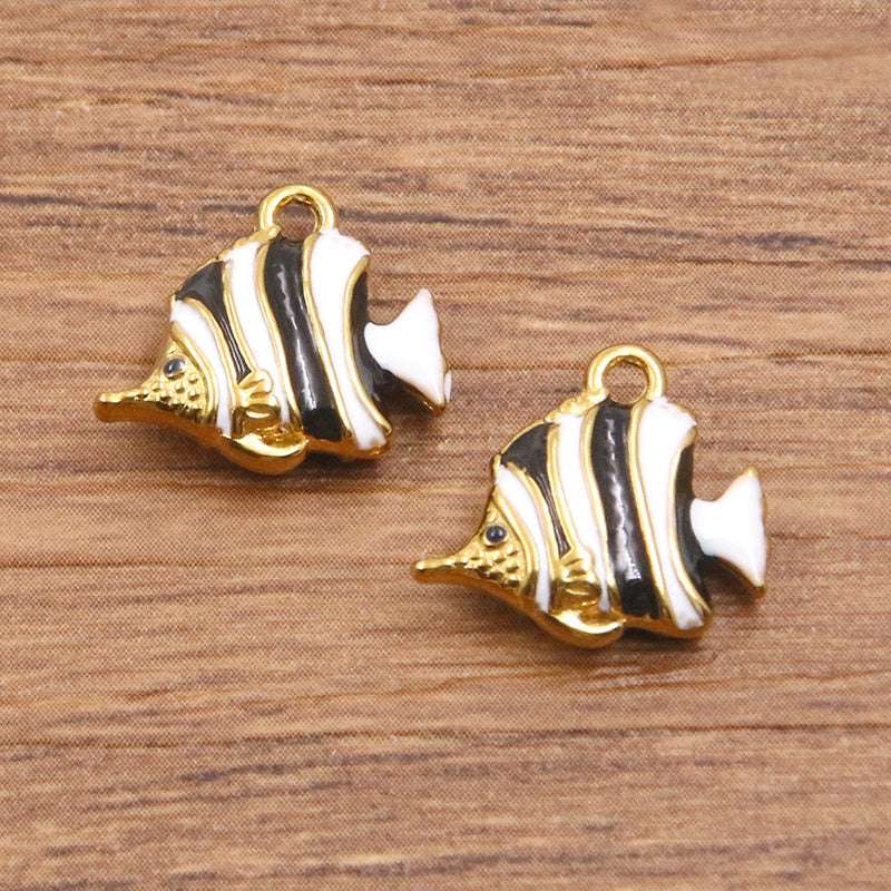 Stainless Steel Gold Vacuum Plating Oil Drop Charm Animal Pendant Small Fish Pendant