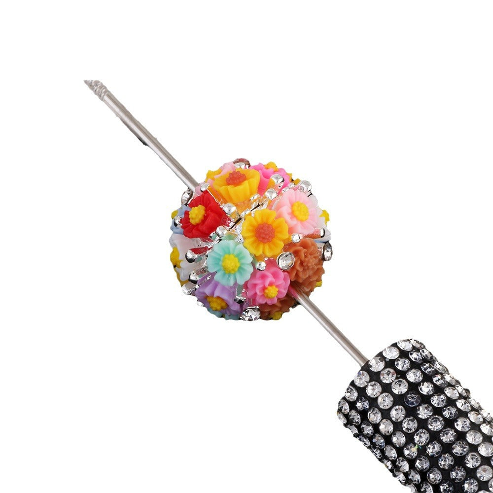 Sunflower Alloy Flower Cluster Ball Straight Hole Beads