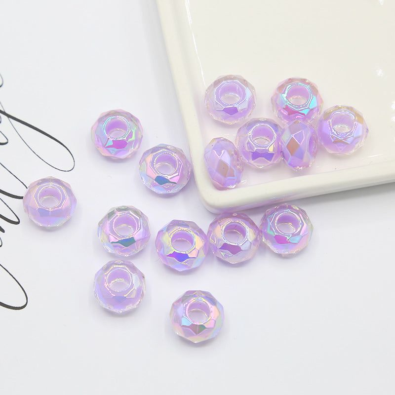 Acrylic UV Color-plated Diamond Surface Large Hole Candy Heart Beads Middle Beads diy Bracelet Beads Loose Beads Jewelry Accessories