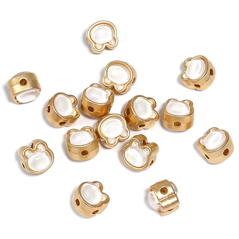 Alloy Four-Hole Spacer Bead with Heart and Rabbit Design