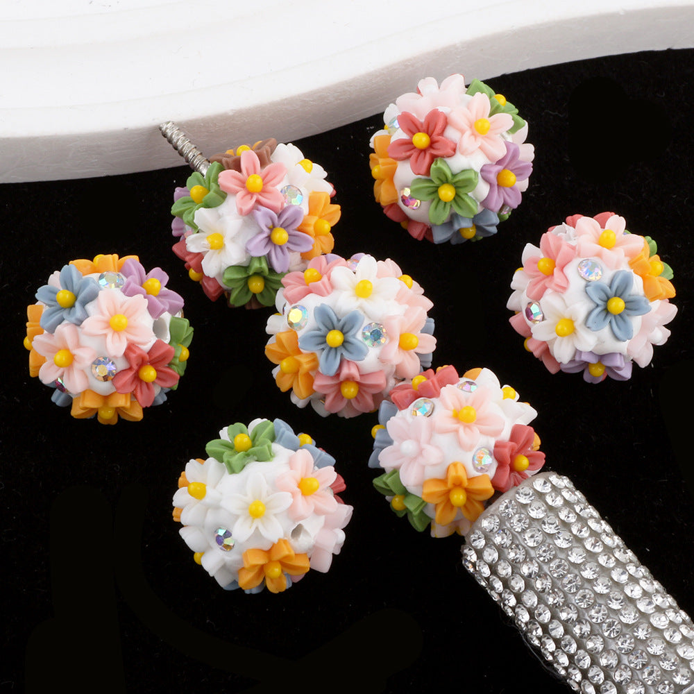 Flower Beads Secret Garden Flower Cluster Ball Drill Ball Pen-Through Straight Hole Beads