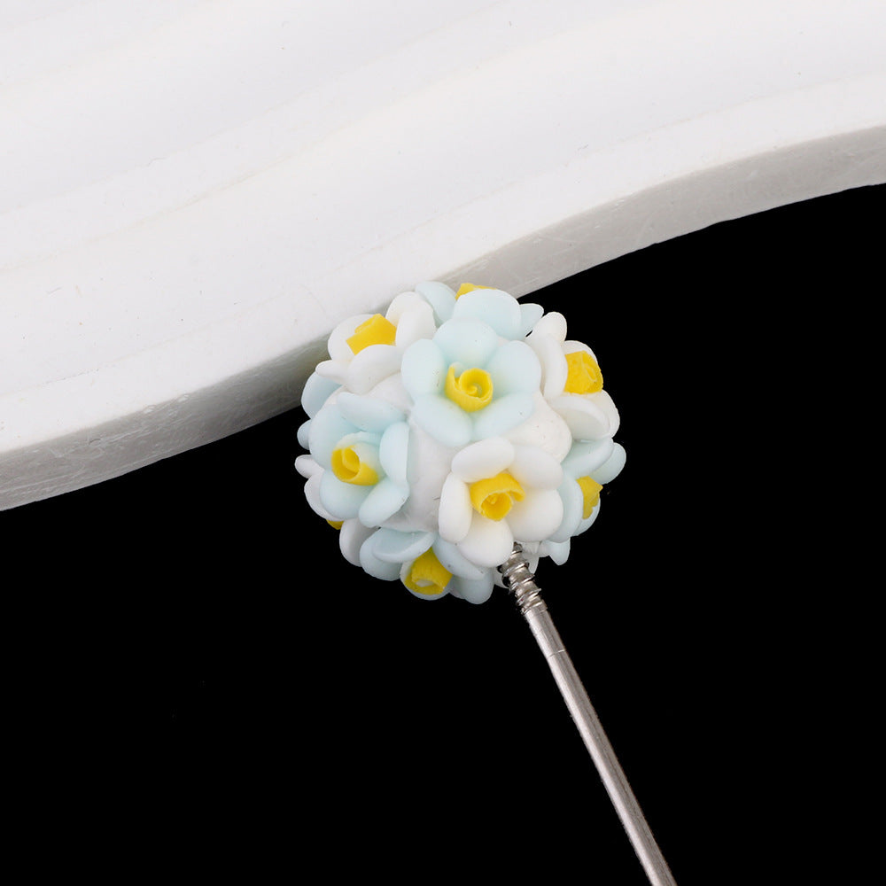 Flower Beads Luminous Simple Flower Rose Ball Clay Straight Hole Beads