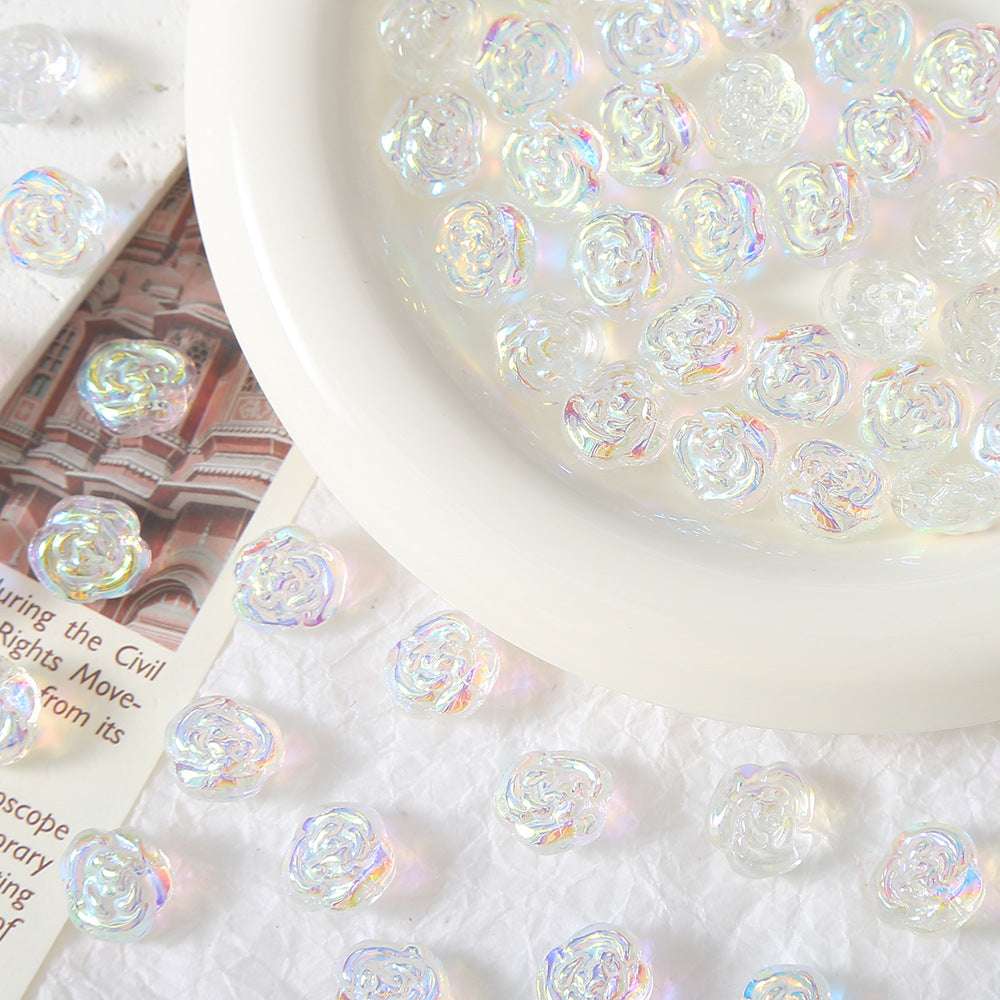 Rose Glass Straight Hole beadable beads