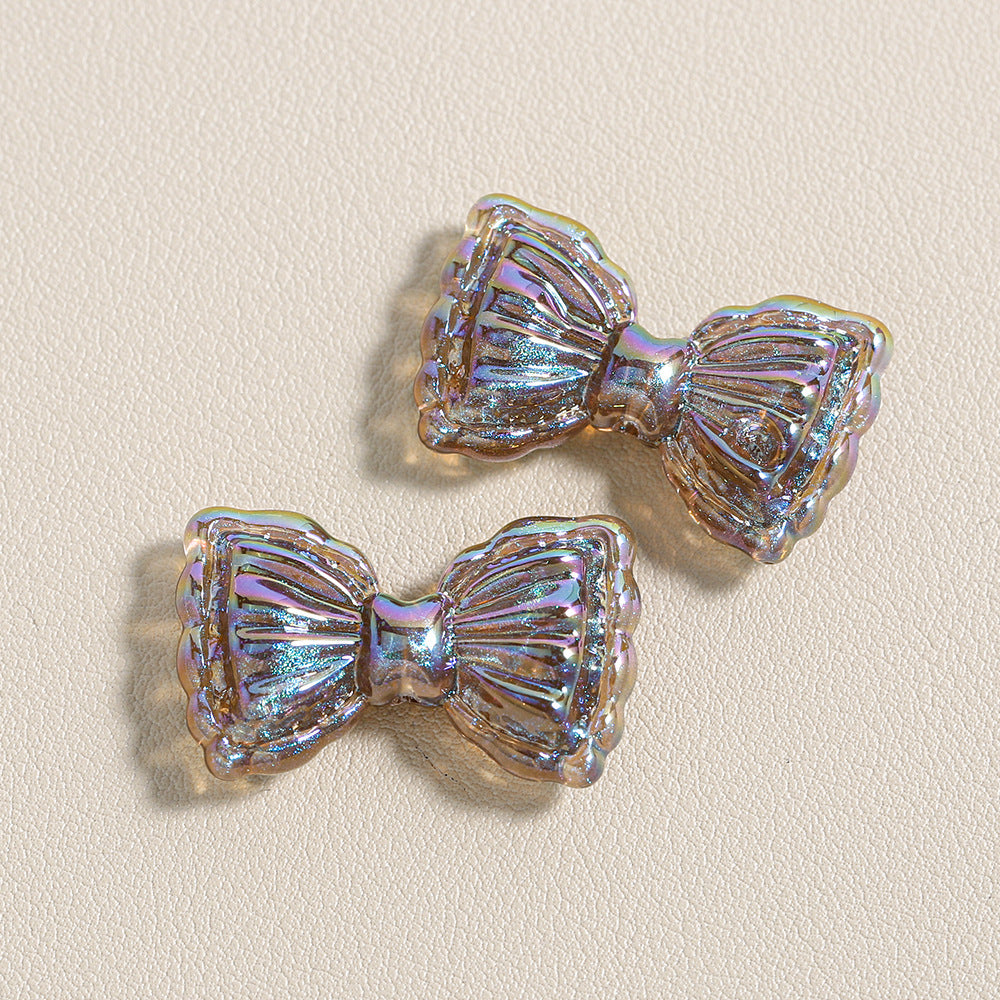 Thin and Glittering Straight Hole Bow Beads