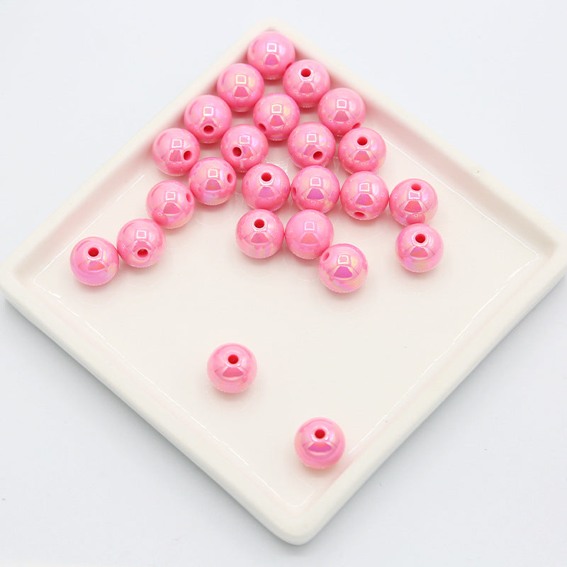 電気メッキマカロンソリッドカラーアクリルABカラフルラウンドビーズDIYハンドメイドネックレスブレスレットビーズルースビーズジュエリー