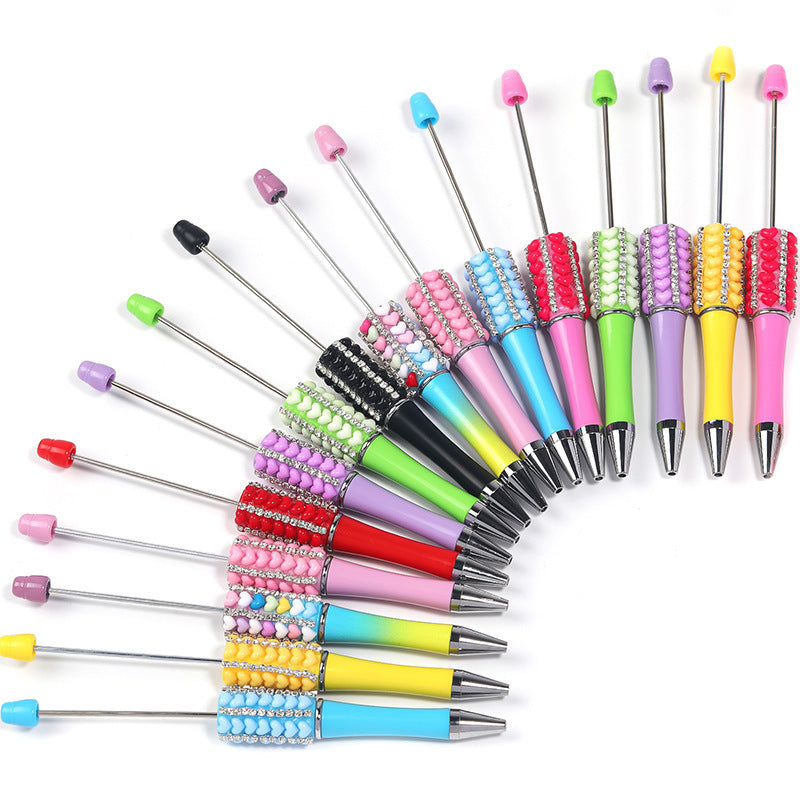Creative Heart-Shaped Diamond-Studded Beaded Pen