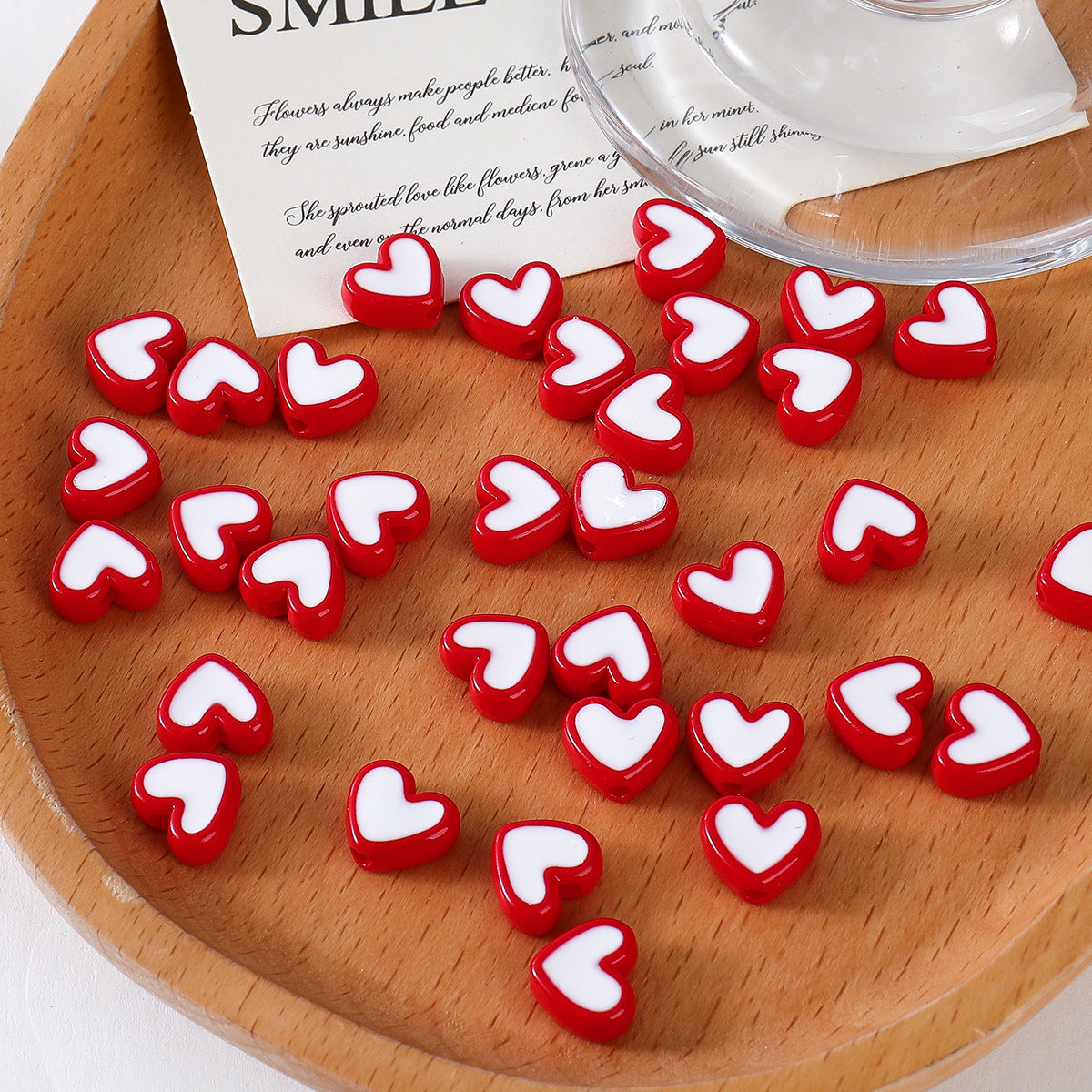 Heart-shaped Acrylic Oil Drop Beads