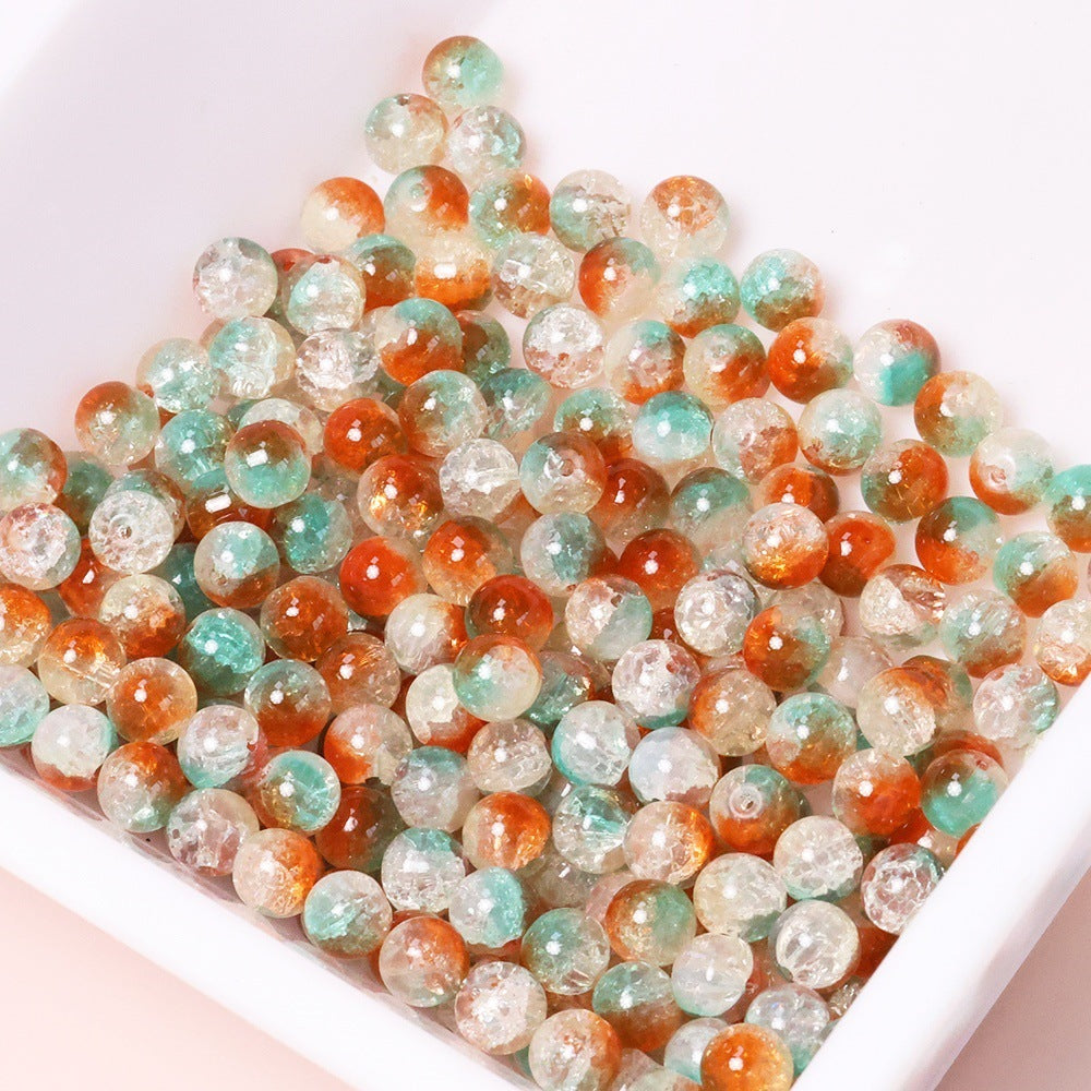 10mm Three-Color Ice Soul Crackle Beads Handmade Glass Beads Loose Beads